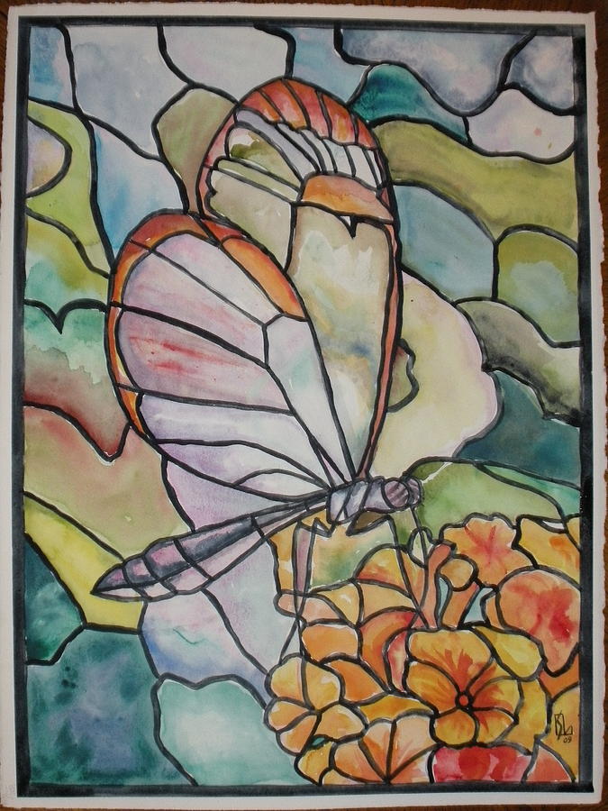 Stained glass Butterfly Painting by Lee Stockwell
