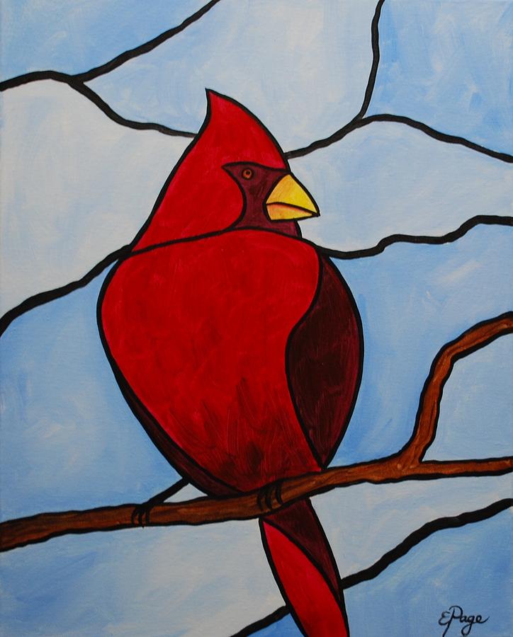 Stained Glass Cardinal Painting by Emily Page