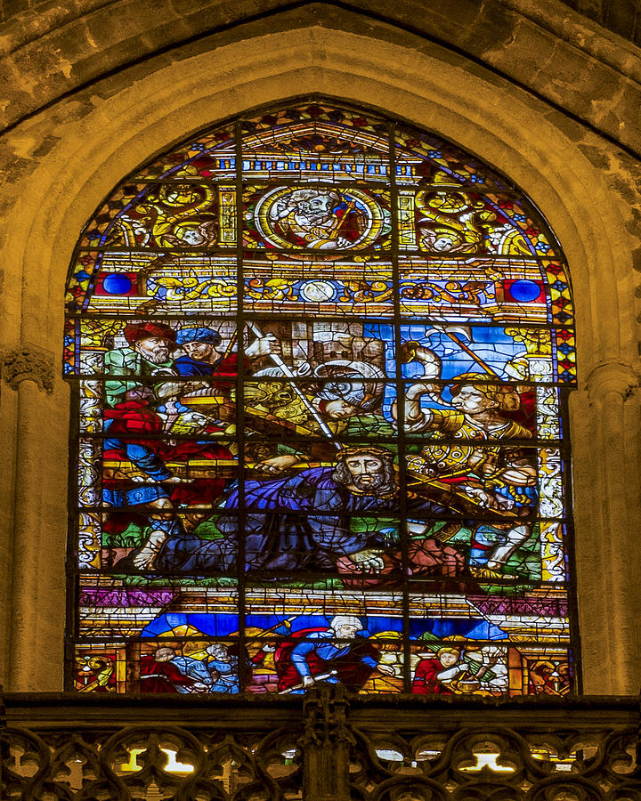 Cathedral Of Seville Photograph - Stained Glass - Cathedral of Seville - Seville Spain by Jon Berghoff