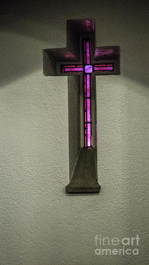 Frederick Photograph - Stained Glass Cross by Thomas Marchessault