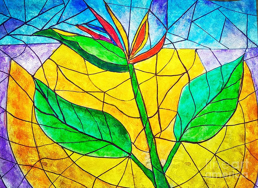 Bird of Paradise abstract Painting by Anne Sands