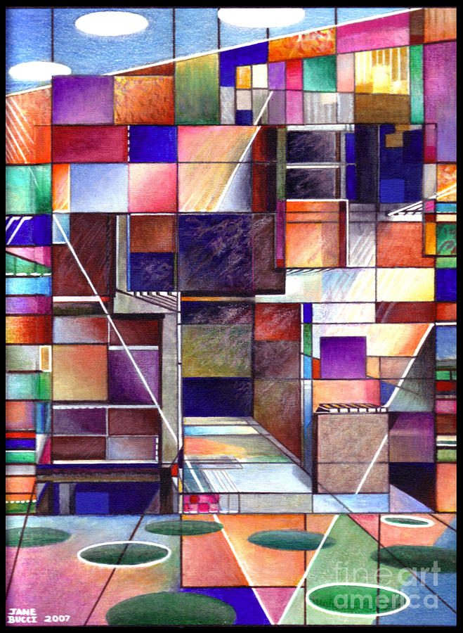 Stained Glass Factory Drawing by Jane Bucci