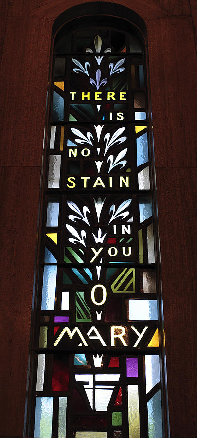 Stained Glass for Mary at the Shrine of the Immaculate Conception in Washington DC Photograph by William Kuta