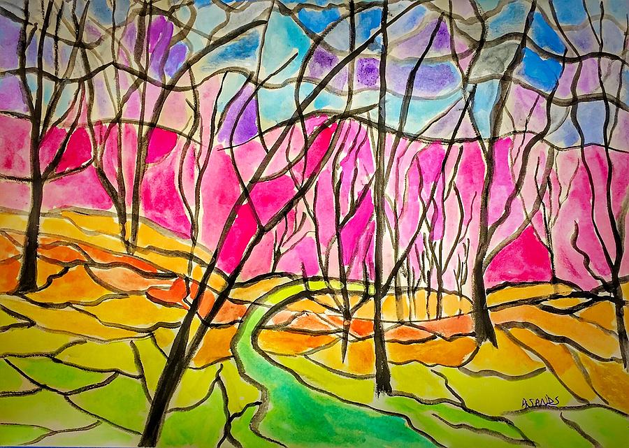 Stained Glass Forest Painting by Anne Sands