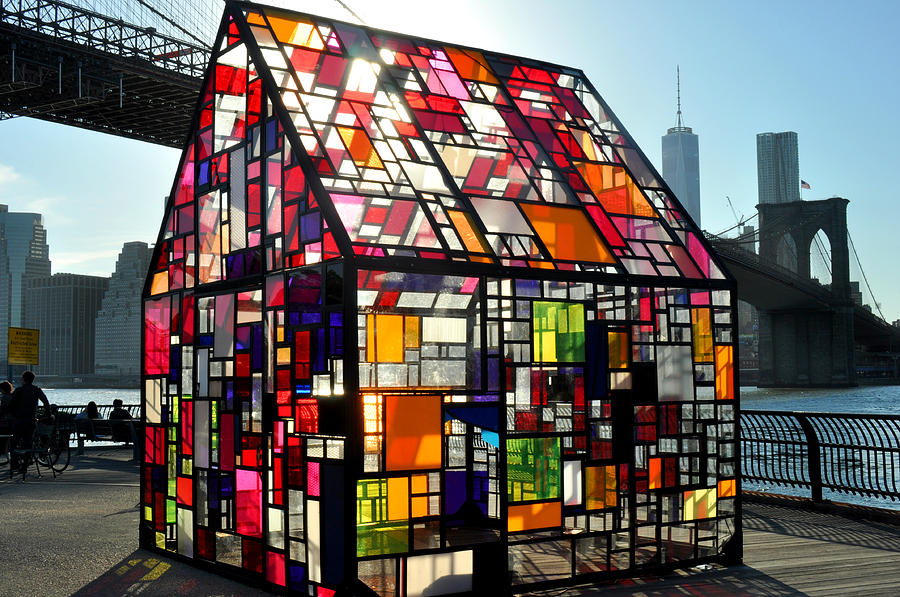 Stained Glass House and Brooklyn Bridge Photograph by Diane Lent