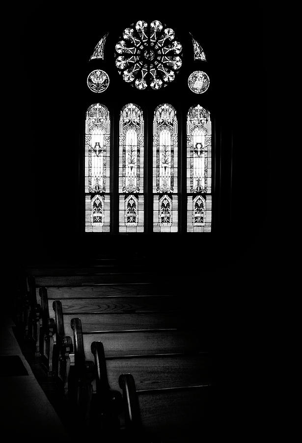 Black And White Photograph - Stained Glass in Black and White by Tom Mc Nemar