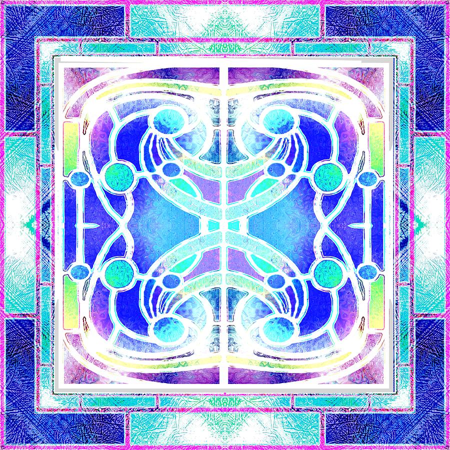 Stained Glass in Frosted Blue and Aqua Digital Art by Patricia Keith ...