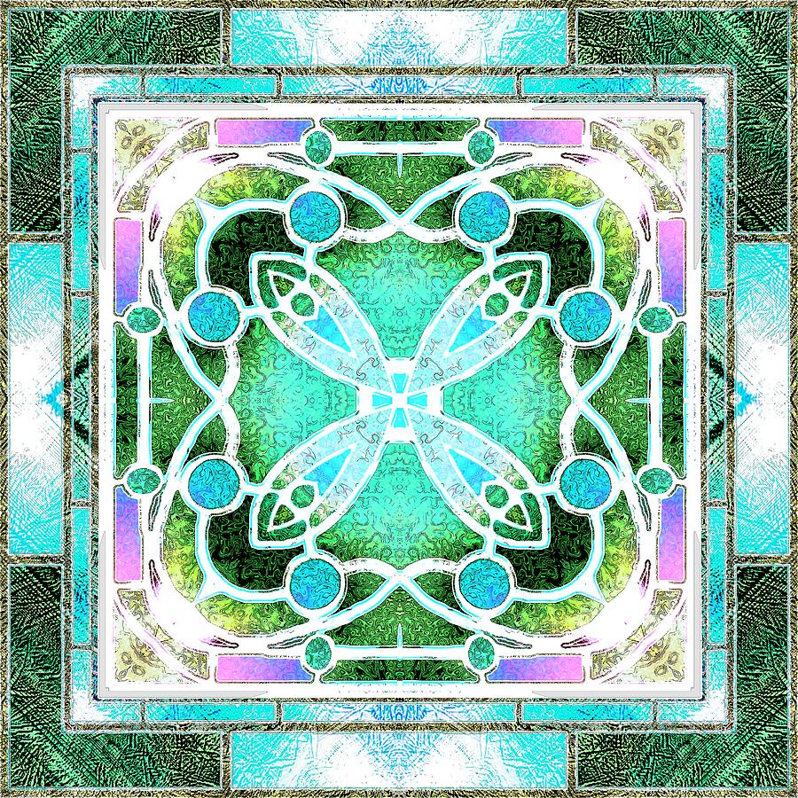 Stained Glass in Frosted Green and Aqua Digital Art by Patricia Keith ...