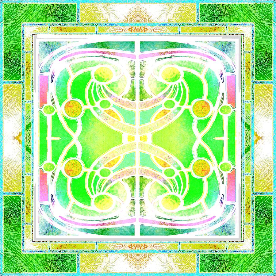 Stained Glass in Frosted Lime Green Digital Art by Patricia Keith