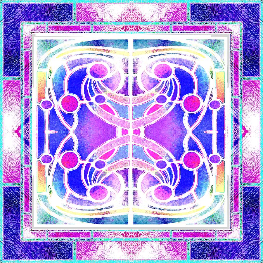 Stained Glass in Pink and Bright Blue Digital Art by Patricia Keith ...