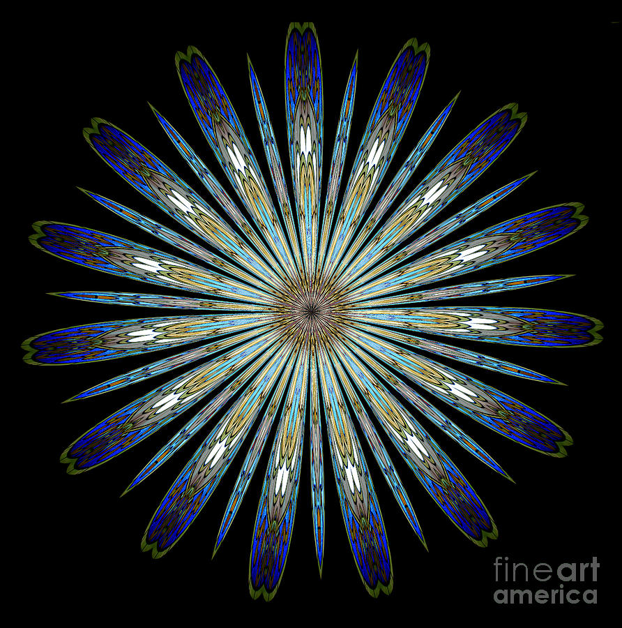 Stained Glass Kaleidoscope Mandala in Blue Black Turquoise Photograph by Rose Santuci-Sofranko