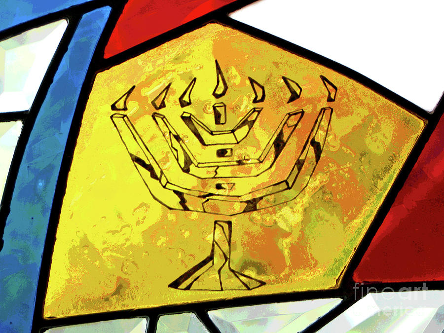 Stained Glass  Menorah Photograph by Larry Oskin