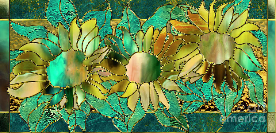 Stained Glass Sunflowers Painting by Mindy Sommers