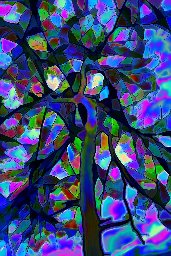Stained Glass Tree Digital Art by Lilia D