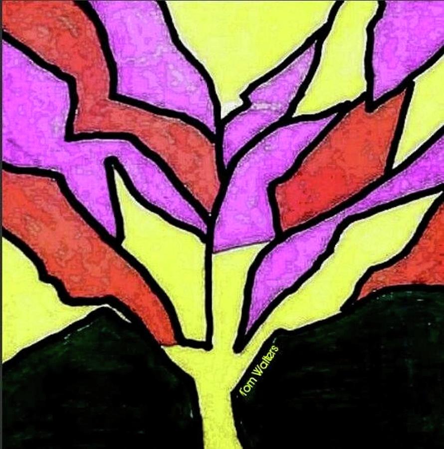 Tree Painting -  Tree - Stained Glass Watercolor by Thomas Walters
