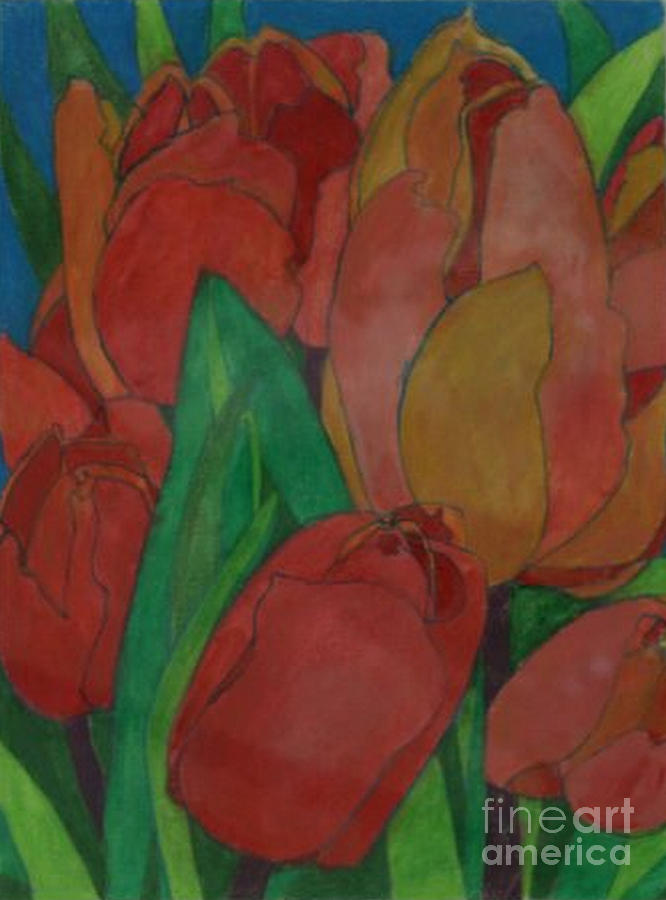 Stained Glass Tulips Painting by Diane montana Jansson