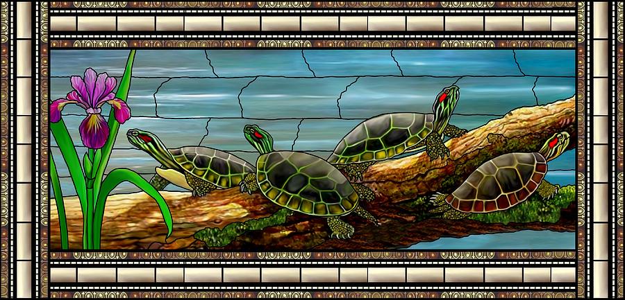 Stained Glass Turtles Mixed Media by Anthony Seeker