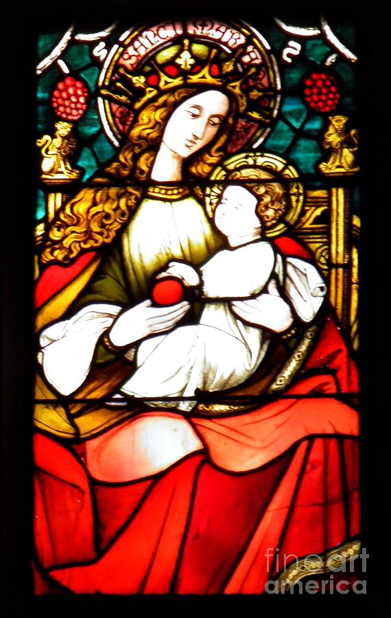 Jesus Christ Photograph - Stained Glass Virgin and Child 1  by Sarah Loft
