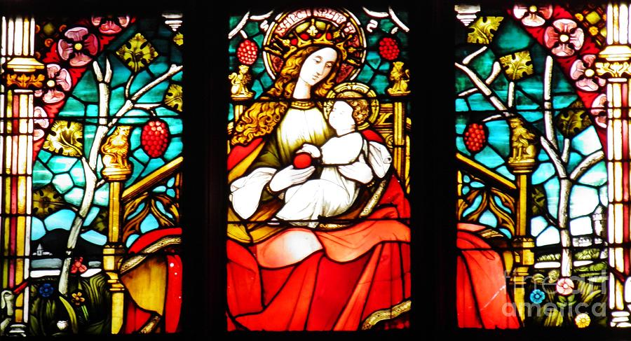 Stained Glass Virgin and Child 2 Photograph by Sarah Loft