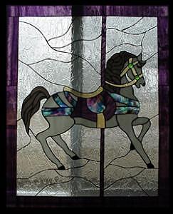 Stained Glass Window Carousel Horse No. 2 Original Glass Art by Phil and Brenda Petersen Stained Glass Window Carousel Horse No. 2 Original Glass Art by Phil and Brenda Petersen