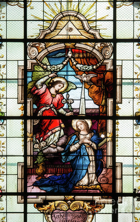 Stained glass window in the church of the Visitation in Skoky vi Photograph by Michal Boubin