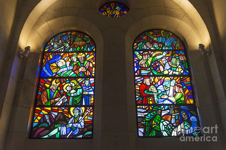 Stained Glass Windows Inside Manila Cathedral In Philippines Photograph