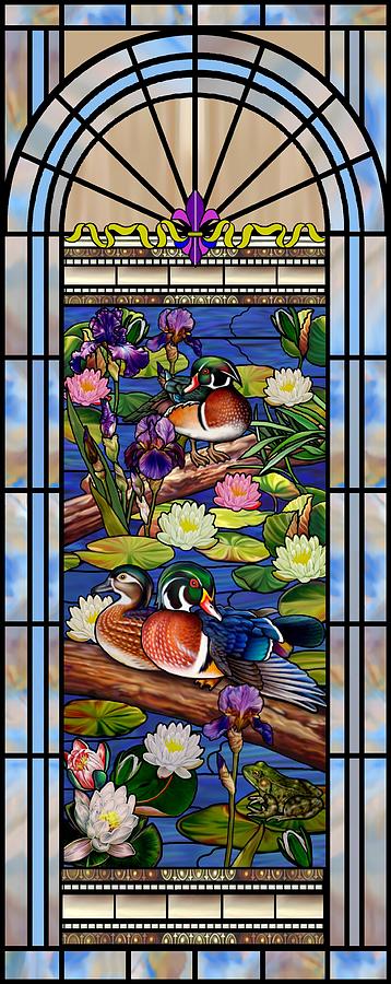 Stained Glass Wood Ducks Mixed Media by Anthony Seeker