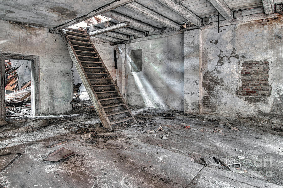 Stair in old abandoned  building Photograph by Michal Boubin