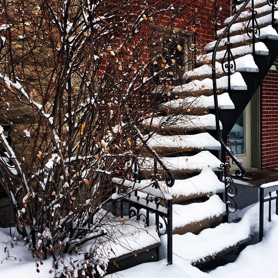 Winter Photograph - Staircase covered by snow by GoodMood Art
