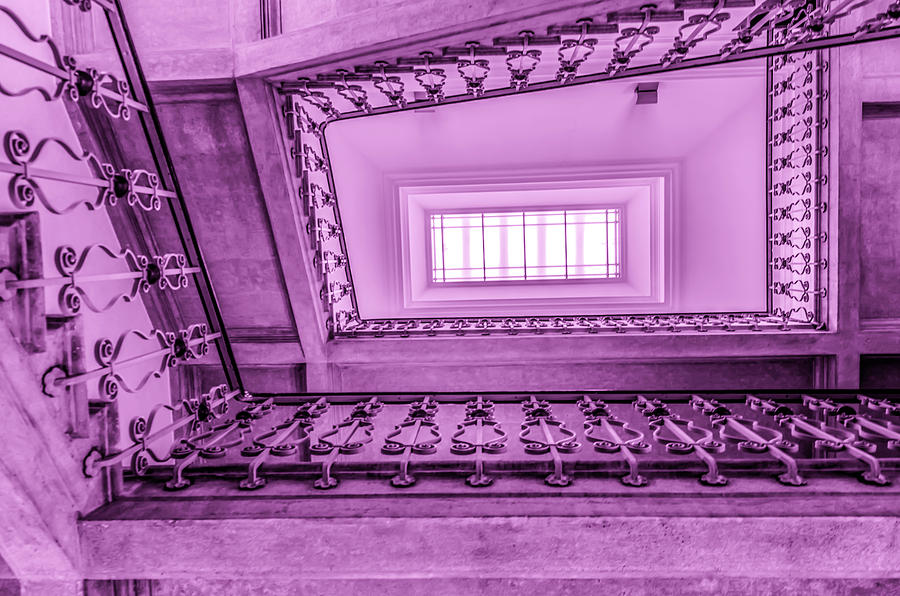 Staircase Photograph - Staircase in purple by Wolfgang Stocker