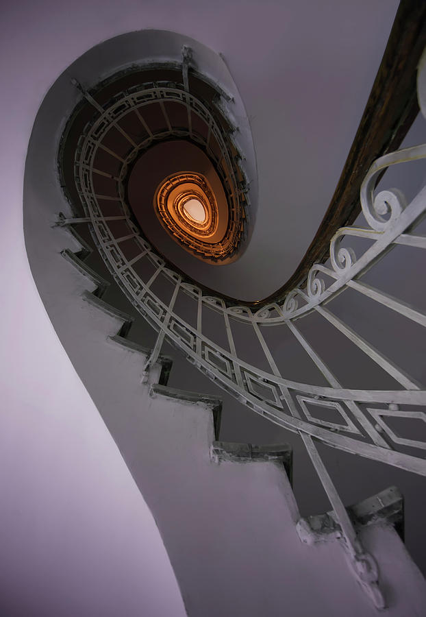 Staircase in violet tones Photograph by Jaroslaw Blaminsky