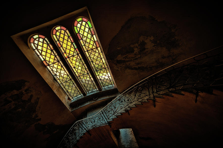 STAIRCASE WITH GLASs WINDOW Photograph by Enrico Pelos