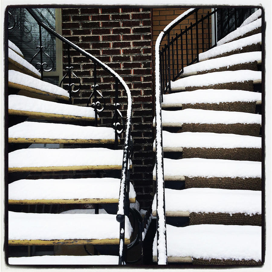 Winter Photograph - Staircases covered by snow by GoodMood Art