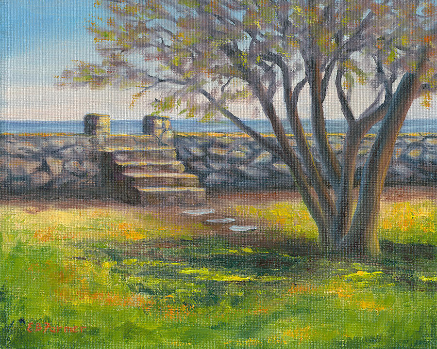 Stairs at Odiorne State Park, Rye, NH Painting by Elaine Farmer