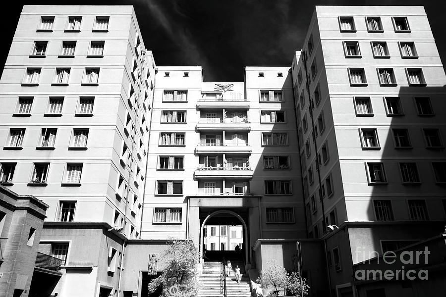 Stairs Between the Buildings Infrared in Marseille Photograph by John Rizzuto