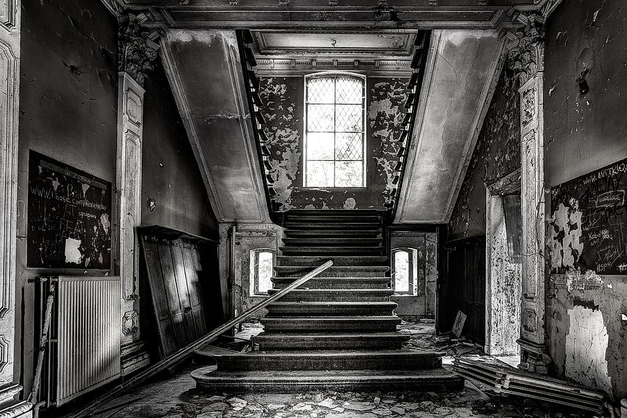 Castle Photograph - Stairs In Abandoned Castle - Urbex by Dirk Ercken
