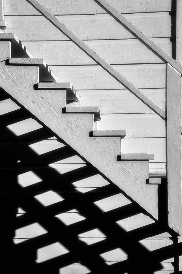 Black And White Photograph - Stairs In Black And White by Garry Gay