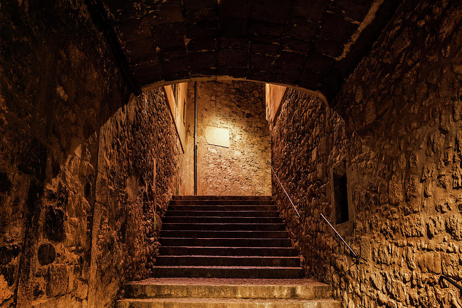 Stairs in Girona Old City At Night Photograph by Artur Bogacki