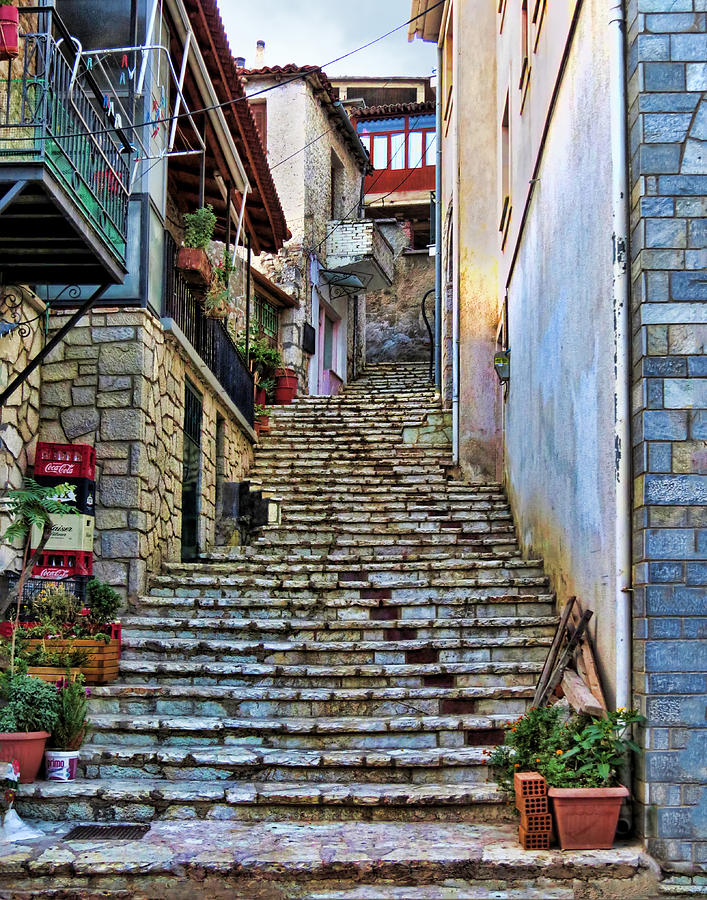 Stairs on Greek Island Photograph by Helaine Cummins
