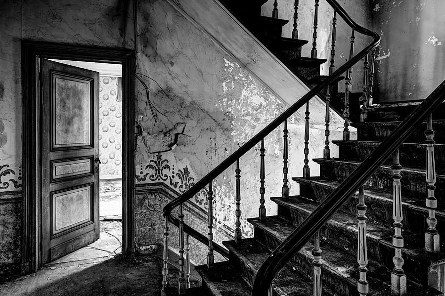 Stairs to decay - urban exploration abandoned castle Photograph by Dirk Ercken