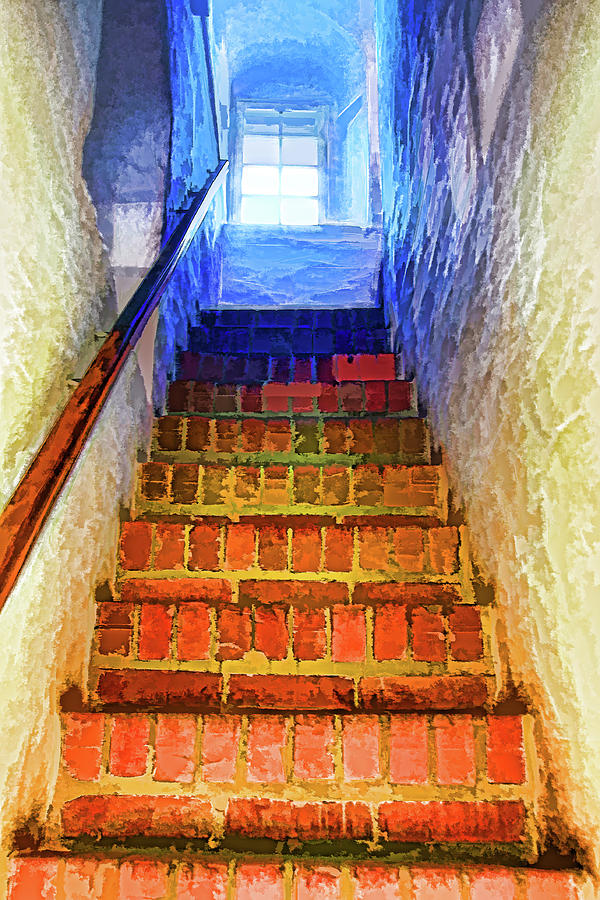 Stairway Digital Art by Lena Owens - OLena Art Vibrant Palette Knife and Graphic Design