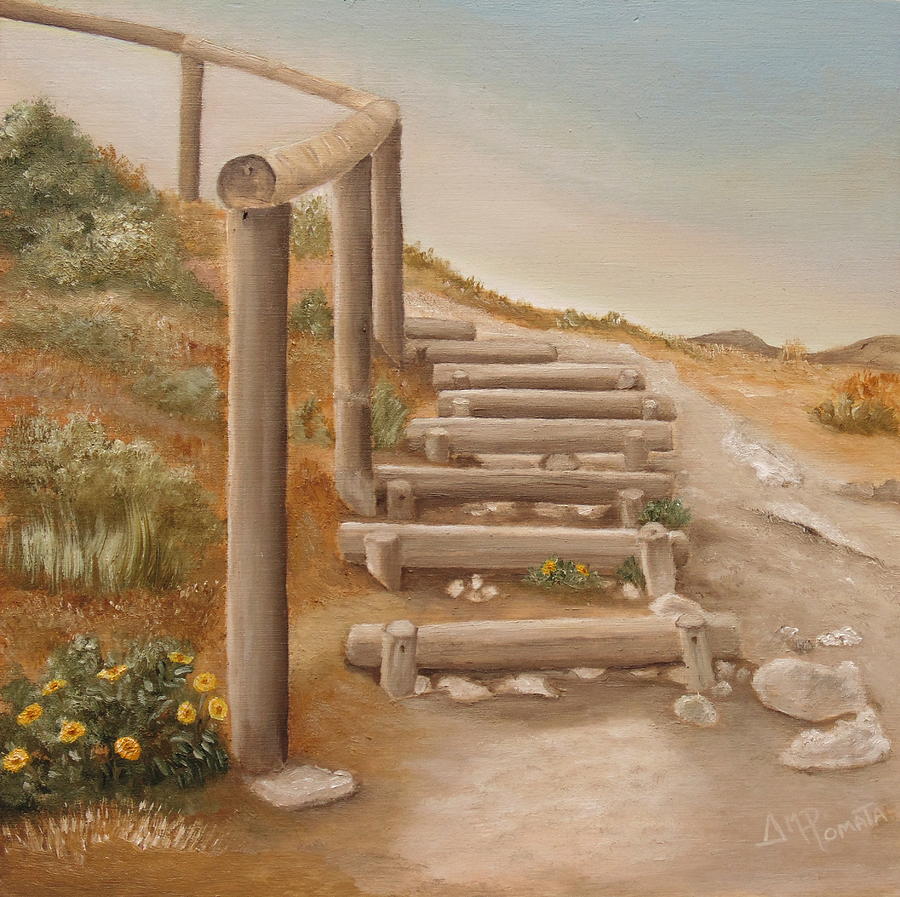 Stairway From The Beach Painting by Angeles M Pomata