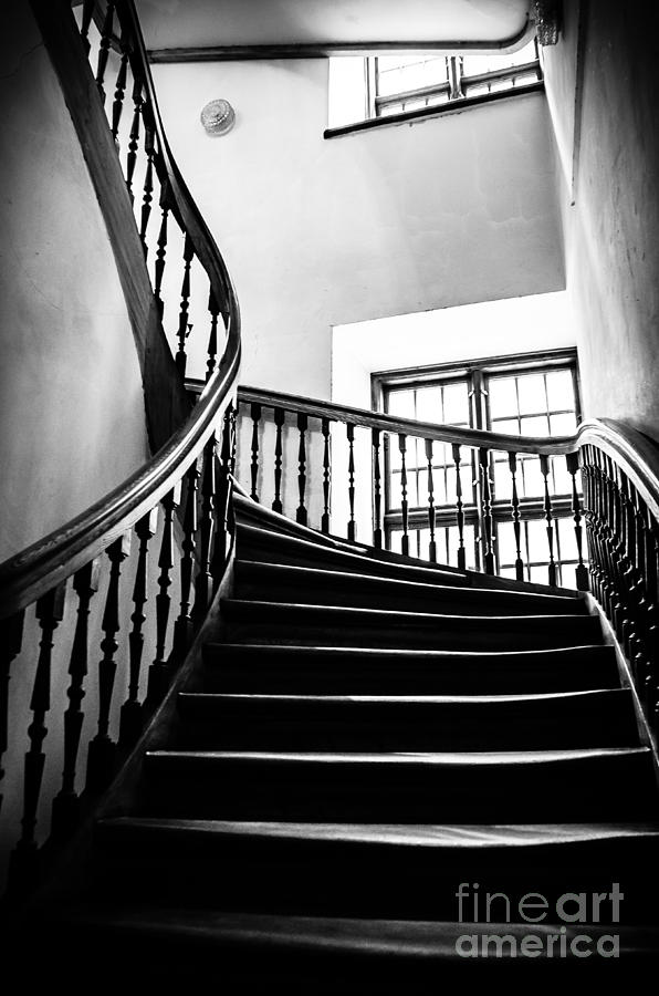 Black And White Photograph - Stairway Riga Latvia BW by RicardMN Photography