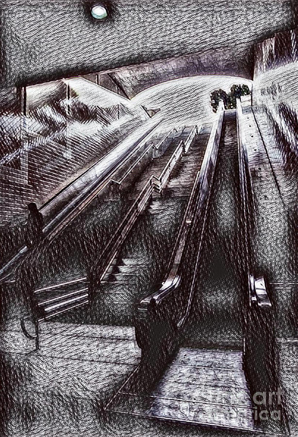 Stairway To Heaven Or Escalator To Hell Drawing By John Malone