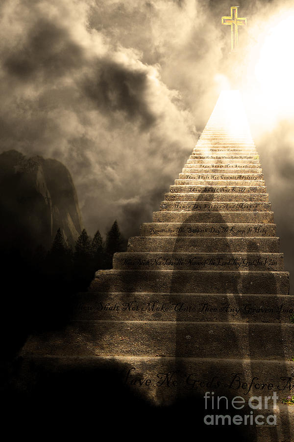 Stairway To Heaven v2 sepia Photograph by Wingsdomain Art and Photography