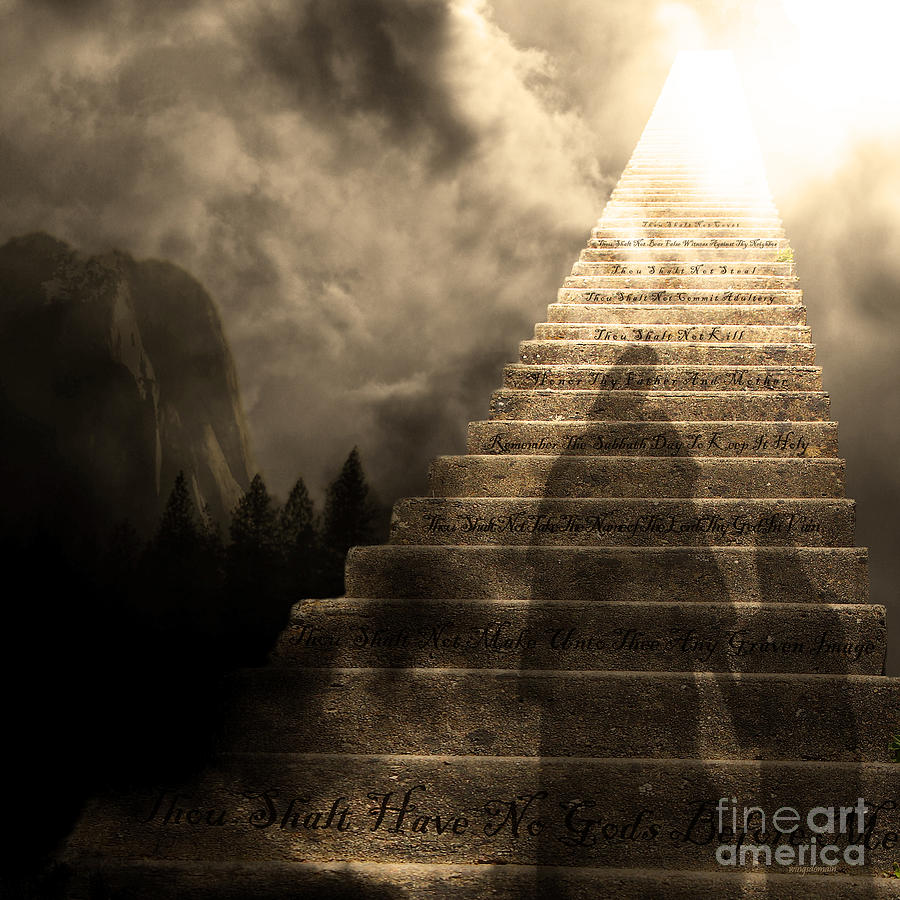 Stairway To Heaven v2 square sepia Photograph by Wingsdomain Art and Photography