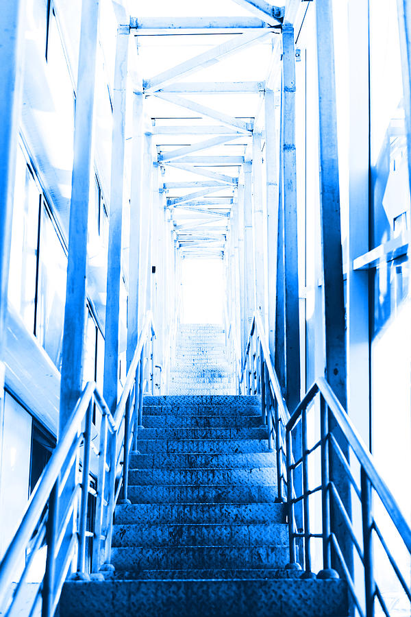 Victory Photograph - Stairway to the light blue color by Vadim Goodwill