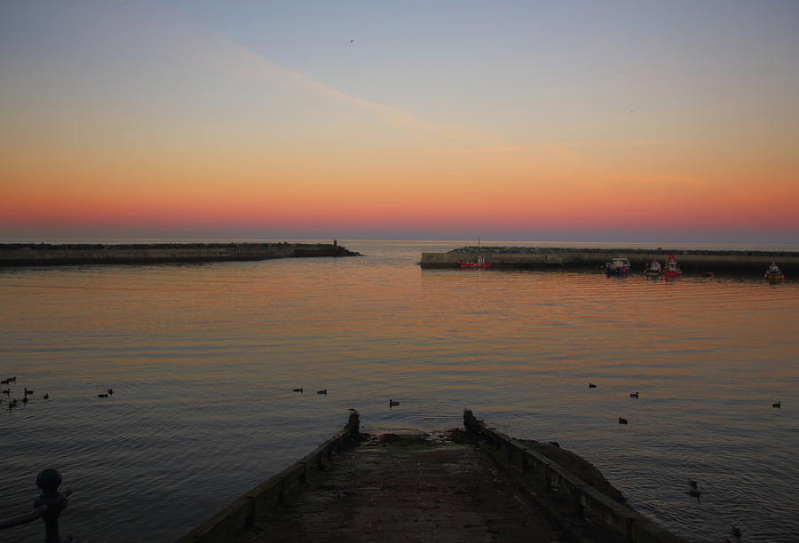 Staithes Harbour at Sunset Photograph by Jeff Townsend