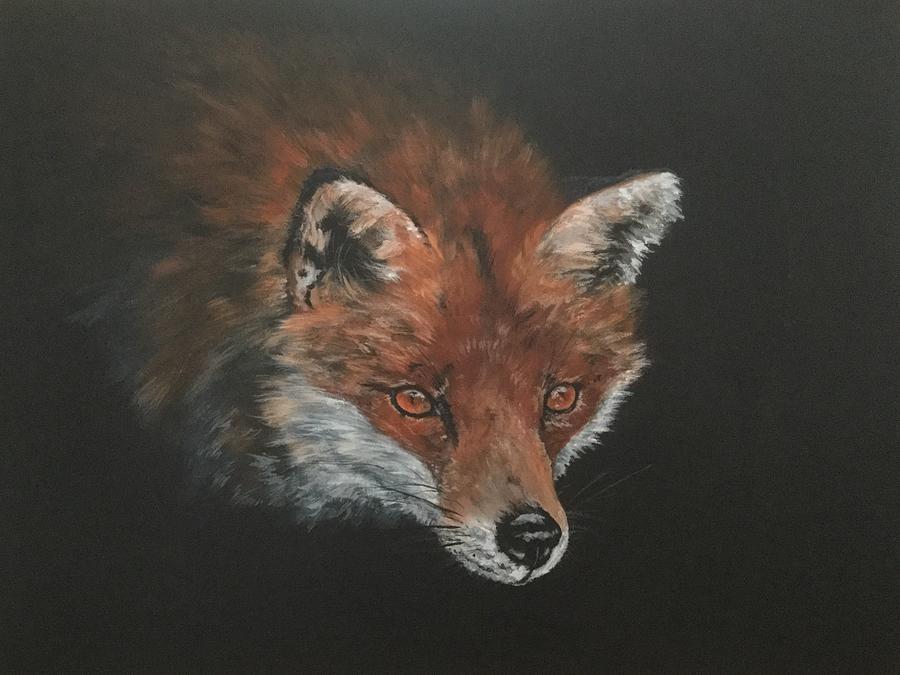 Red Fox in Stalking Mode Painting by Jean Walker