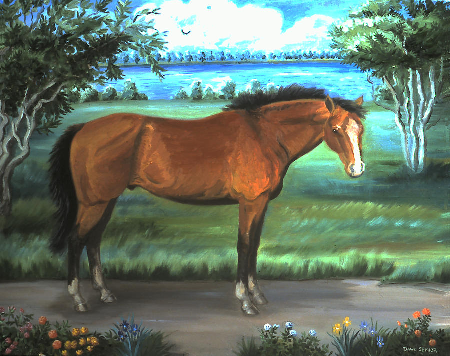 Flower Painting - Stallion Portrait by Dawn Senior-Trask